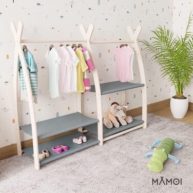 MAMOI® Clothes Rail for Baby Nursery | Children's Clothes Rail 106x95x32cm / 53x95x32cm | Children's Clothes Rack Baby | Coat Rack | Baby Wardrobe | Children's Wardrobe | 100% ECO | Made in EU