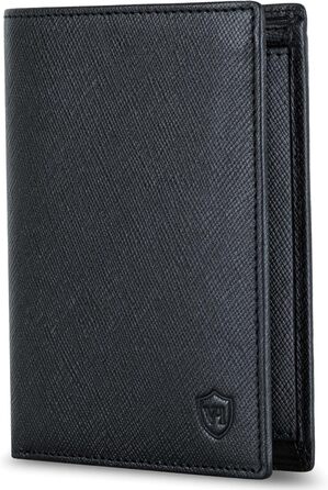 VON HEESEN Leather Wallet RFID Protection | Real Leather Wallet for Women & Men | Portemonnaie, Brieftasche, Wallet, Portmonee (Saffiano Black)