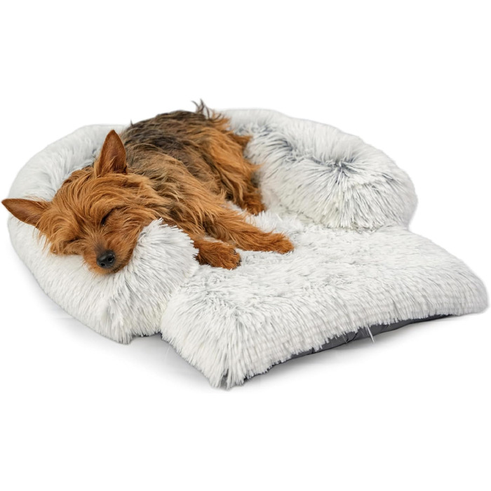 Круглий лежак для тварин Best Friends by Sheri The Original Calming Donut Lux - заспокійливий лежак з штучного хутра, 58 x 58 см (з валиком для шиї, матрац, 65 x 51 x 18 см, Frostgrau)