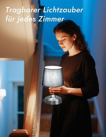 LED-лампа настільна бездротова з акумулятором 4000mAh, тепле світло 2700K, сенсорне керування, з адаптером/кабелем, для спальні, подарунок (золота)