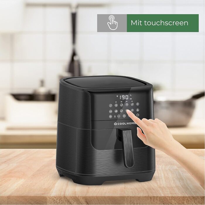 Фритюрниця CoolHome AF23 XXL Deluxe, 6,5 л, з керамічним покриттям, чорна