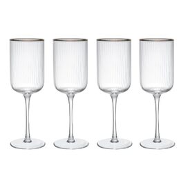 Кришталеві келихи MIKASA Sorrento для червоного вина з золотим обідком, 375 мл, набір 4 шт, без свинцю, прозорі, елегантні, класичний дизайн для свят, 31.2 x 7.8 x 23 см