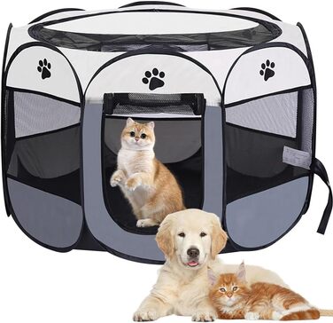 Змінний вольєр для цуценят, 73 x 73 x 43 см - вольєр для собак в приміщенні, портативний вольєр, вольєр для собак в квартиру, вольєр для собак, кроликів, котів, для дому, на вулицю, у подорожі, кемпінг