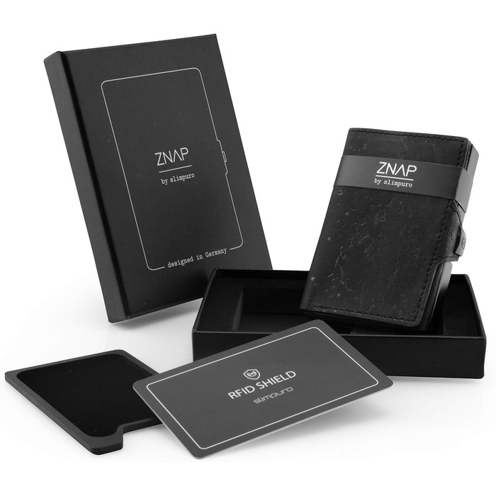 ZNAP® Slim Wallet - Тонкий картхолдер для чоловіків з RFID захистом, чорний (12 карт)