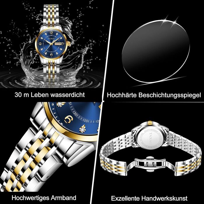 Жіночий годинник з арабськими цифрами, маленьке циферблат, Easy Read, дата, водостійкий, з нержавіючої сталі, Reloj para Mujer (8102g)