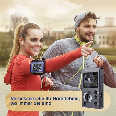 MP3 плеєр F20 з Bluetooth 5.2, DAC DSD, Hi-Res звук, 64GB карта пам'яті (до 256GB), портативний аудіоплеєр