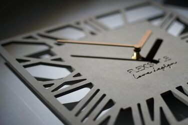 FLEXISTYLE Wall Clock No Ticking Sound Modern LOFT Piccolo Square 30cm Living Room Bathroom, z219n (Gray)