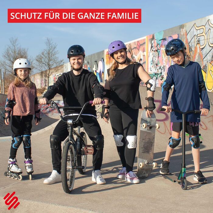 Захисний комплект SKATEWIZ для скейтборду: наколінники, налокітники, захист зап'ясть, розмір M, для підлітків і дорослих, синій, німецький виробник