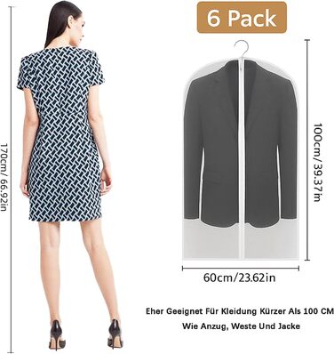 Набір мішечків для одягу CNMTCCO, 6 шт., 60x100 см та 60x120 см, прозорі, захист від пилу та вологи