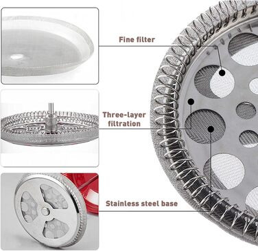 Френч-прес для кави з нержавіючою сталлю, 1000 мл, скляний, чорний