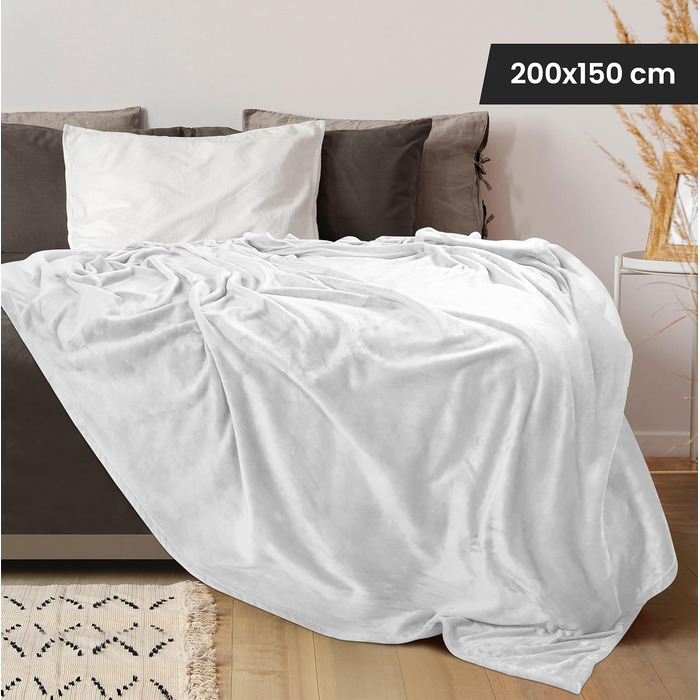 Плед Utopia Bedding: теплий та м'який флісовий плед 200x150 см для ліжка, дивана та крісла (білий)