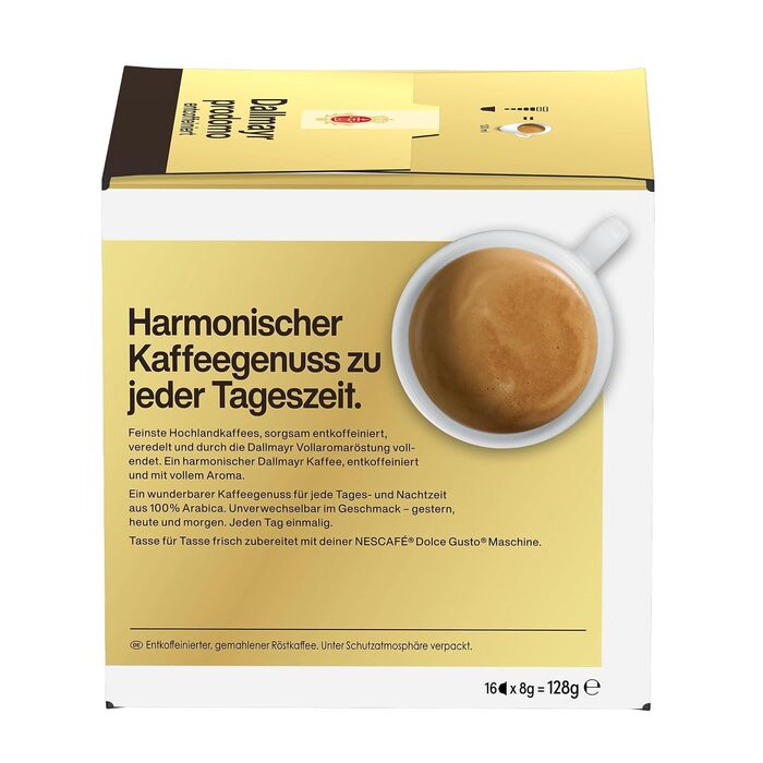 Кавові капсули NESCAFÉ Dolce Gusto Dallmayr Prodomo без кофеїну, 48 капсул (3 упаковки по 16 шт), 128 г