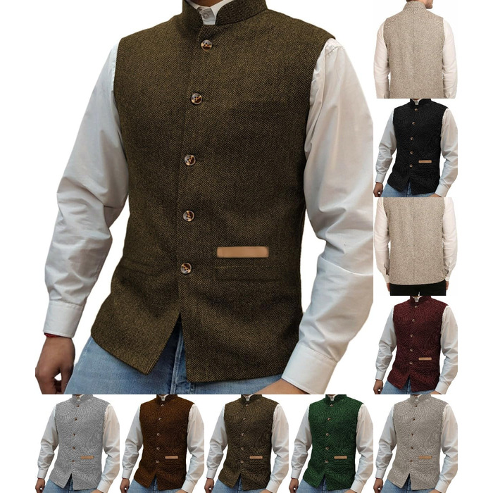 Жилет чоловічий Jagd Stand-Up Kragen з твіду, ретро візерунок 