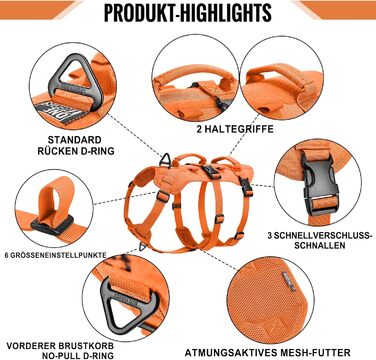 Шлейка для собак OneTigris T-Bone тактична, посилена, з 2 ручками, вибухозахисна, регульована, для полювання, прогулянок, тренувань (M, L:27-41кг)