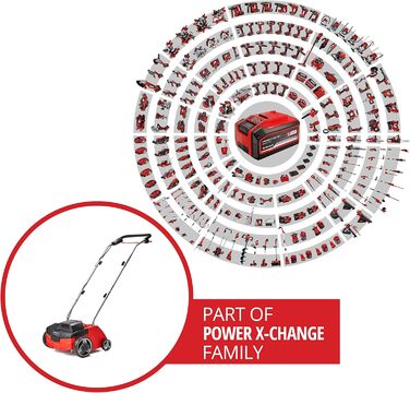 Einhell Battery-Powered Scarifier-Aerator GC-SC 36/31 Li-Solo Power X-Change (Lithium-Ion, 36 V, 31 cm working width, 3-in-1 combo, ball-bearing roller with 8 blades, without battery and charger)