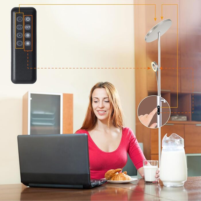 LED торшер Modlicht 35W з регулюванням яскравості, чорний, 4200LM з пультом та сенсорним керуванням, 3000-6000K, для вітальні, спальні, офісу