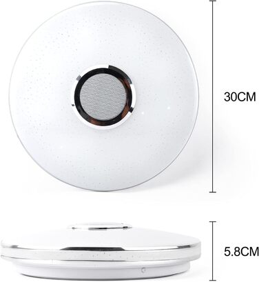 Світлодіодний стельовий світильник 36Вт з Bluetooth-колонкою, димером, RGB підсвічуванням, керуванням з пульта та додатка, музичний для спальні, дитячої, вітальні