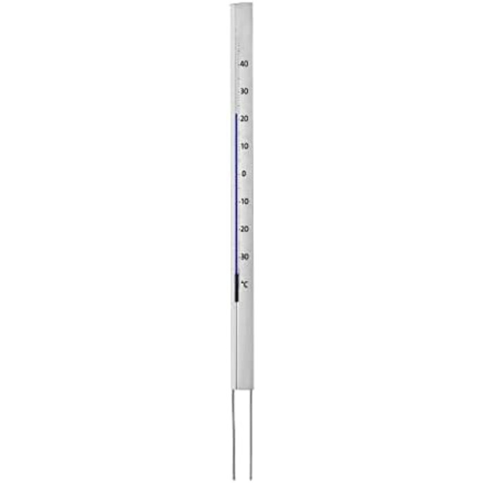 TFA Dostmann Central Park Analog Garden Thermometer, 12/2005, weather-resistant, made of aluminum, 137cm tall, silver