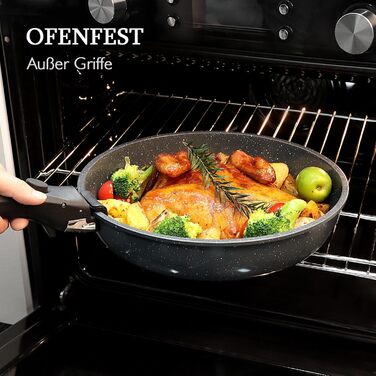 GiPP 5-Piece Ceramic Cookware Set with Removable Handle - Non-Stick, Induction Ready, Oven Safe, PTFE/PFOA-Free - White & Black