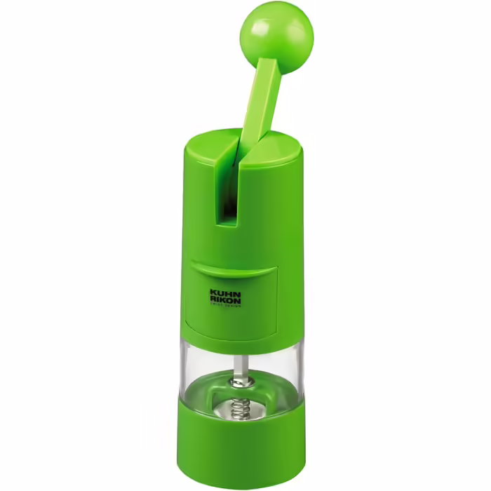 KUHN RIKON Salt and Pepper Grinder Ratchet Grinder, Manual Spice Grinder, Green, Adjustable Ceramic Grinder, Plastic, 5.8 x 5.8 x 21.5 cm