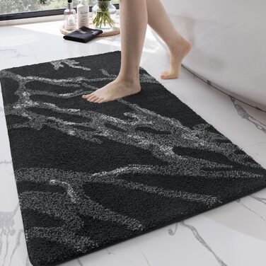 Килимок для ванної кімнати DEXI, 60 x 110 см, чорний: антиковзаючий, швидковисихаючий, з мікрофібри