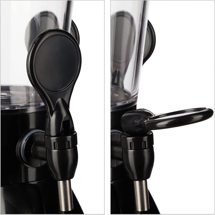 Пивна колона Relaxdays з 3 кранами, 4 л, диспенсер для напоїв з охолодженням, для саду, прозорий/чорний