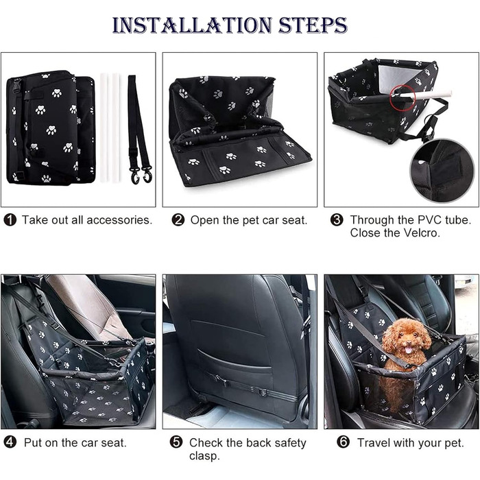 Автоматичний килимок для собак MENGQI - Водонепроникний, дихаючий, безпечний, для перевезення тварин, чорний/білий