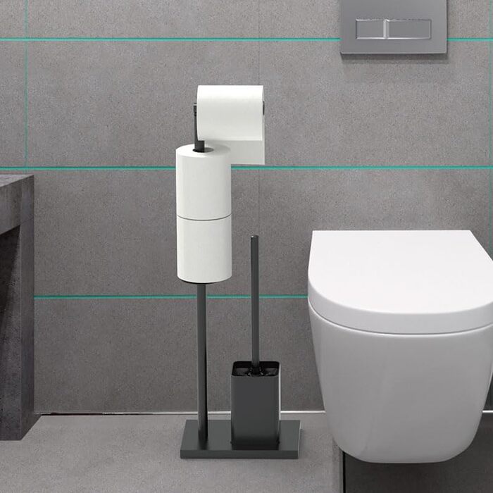 Тримач туалетного паперу з щіткою YUET з нержавіючої сталі, чорний | Набір для ванної кімнати