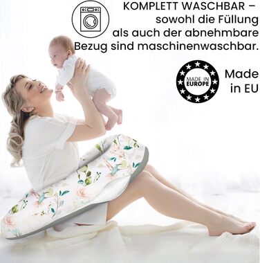 Подушка для вагітних Amilian Stillkissen 170 см XXL – подушка для сну на боці, подушка для годування, body pillow (Колібрі, шалфей)