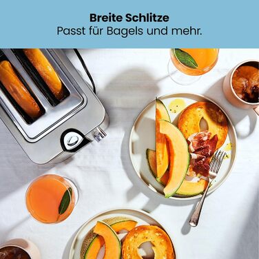 Тостер Chefman з 2-ма відділеннями, 7 ступенів підсмажування, знімний піддон для крихт, для товстого хліба та багелів, функція розморожування та відміни, ідеальний як тостер-гриль (з нержавіючої сталі)