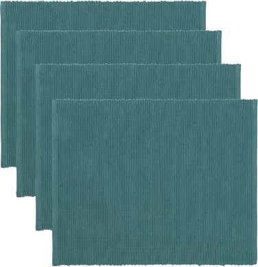 Комплект з 4 серветок LINUM Uni 35x46 см, 100% рифлена бавовна, миючі, темний сіро-бірюзовий