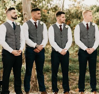 Жилет чоловічий RONGKI Showu з паєтками, Slim Fit, для вечірки, весілля, ділового стилю, елегантний, в стилі блейзера (XXL, візерунок 'єлочка', чорний/білий)