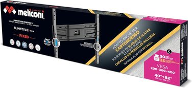 Настінний кронштейн для телевізора Meliconi Slimstyle Plus 400 S, фіксований, для ТВ 40-82 дюймів, VESA 200-300-400, для гіпсокартону, Made in Italy