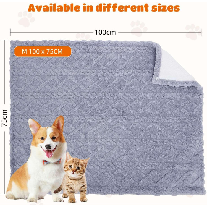 Водонепроникний коврик для собак Nobleza XXL (203 x 152 см), м'який та пухнастий, для собак та котів, можна прати в пральній машині, двосторонній чохол для захисту дивану, (M (100 x 75 см), світло-блакитний)