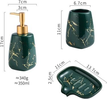 Набір аксесуарів для ванної кімнати 4 шт. сірий, з дозатором мила, мильницею та склянками для зубних щіток, з малюнком 
