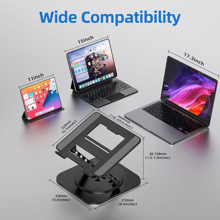 MCHOSE Adjustable Laptop Stand - Ergonomic Desk Stand for MacBook Air & 10-17' Laptops (Black)