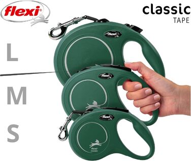 Рулетка для собак Flexi Classic S 5 м оливковий, до 15 кг