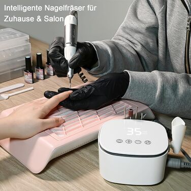 Електричний фрезер для нігтів Nagelfräser 35000 об/хв з LED дисплеєм, 35W, для манікюру та педикюру, білий