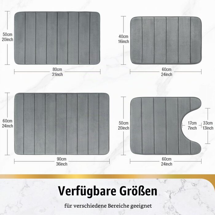Килимок для ванної кімнати HITSLAM з ефектом пам'яті (Memory Foam), протиковзкий, 50 x 80 см, темно-сірий