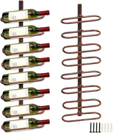 Настінна вітрина для вина з металу на 8 пляшок, металевий вітринний стеллаж для вина