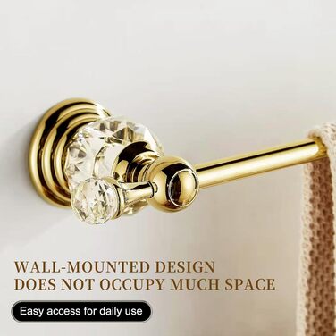 Golden Bathroom Toothbrush Holder, Gold Crystals, Bathroom Hardware (Towel Bar, Bright Gold)