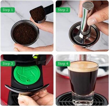 Багаторазові капсули для кави Dolce Gusto з нержавіючої сталі + темпер, ложка, щітка, для кавомашини, екологічні