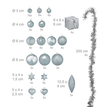 Relaxdays Set of 110 Christmas Baubles