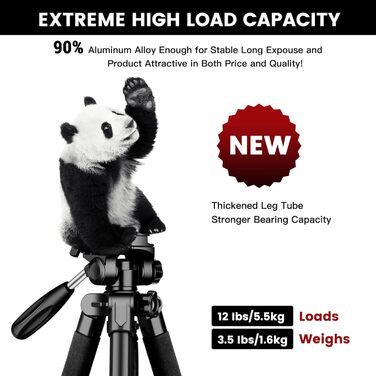 Штатив для камери Victiv 182см з алюмінію: трипод, монопод, 360° кулькова головка, 2 швидкісні пластини для DSLR - чорний