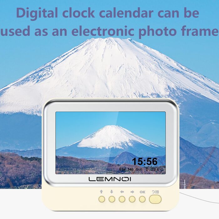 Lemnoi 7-Inch Digital Calendar, Senior Clock with Date and Day of the Week, Wall Clock for Dementia Patients with Temperature, 15 Alarms & Medication Reminder (white)