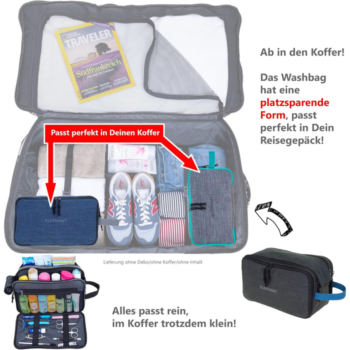 Туалетна сумка-органайзер для подорожей Elephant: велика, для жінок та чоловіків, червона, бордово-коричнева