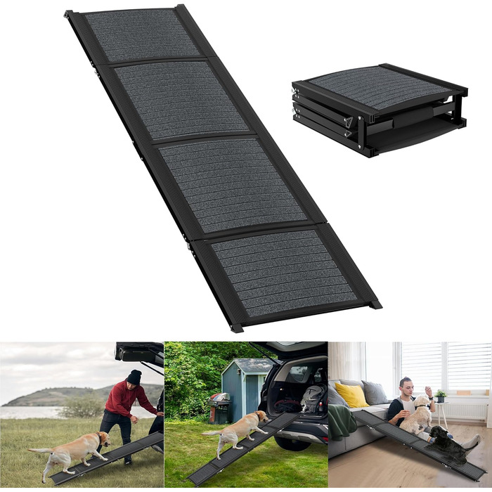 Східці для собак складні, 157 см, для великих собак до 110 кг, з неслизькою поверхнею та зручною ручкою, чорного кольору