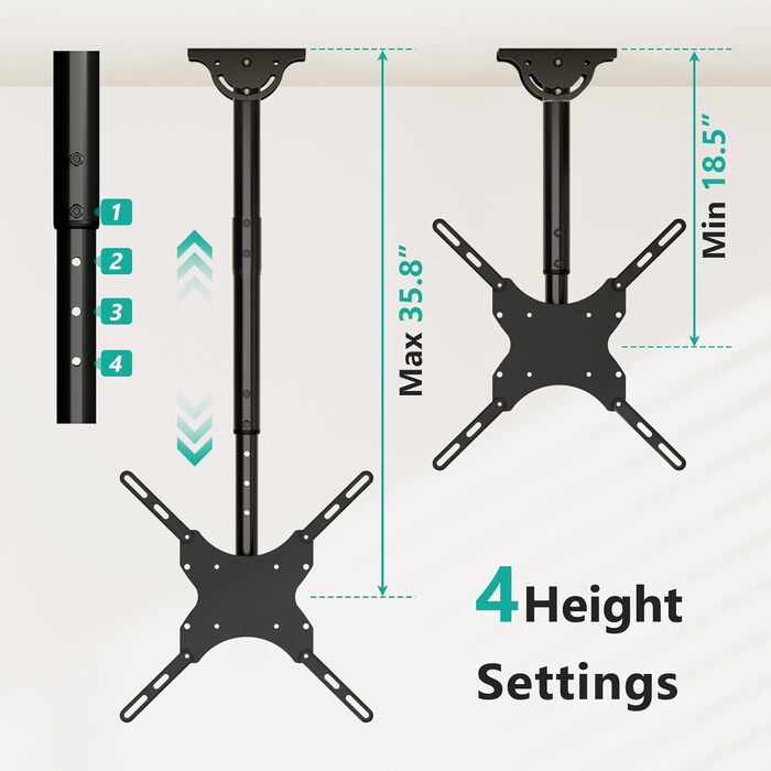 WALI Adjustable TV Wall Mount for LED, LCD, OLED, Plasma Screens - 66-165cm (26-65 inch), Up to 50kg, VESA 400x400mm, Black