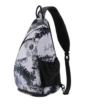 Сумка через плече WATERFLY: рюкзак-слінг для туризму, велоспорту та подорожей (Tarnweiß)