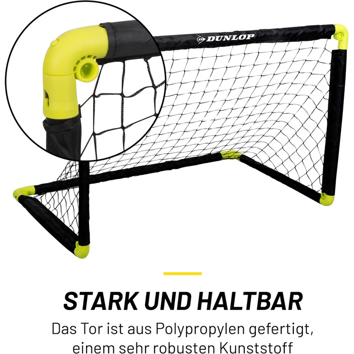 Ворота для футболу Dunlop - складані, чорно-жовті, 2 шт. (99 см) - для дитячих ігор та тренувань у саду та приміщенні